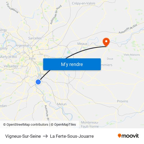 Vigneux-Sur-Seine to La Ferte-Sous-Jouarre map