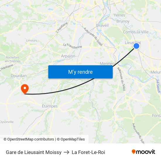 Gare de Lieusaint Moissy to La Foret-Le-Roi map