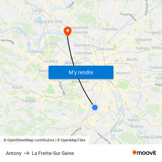Antony to La Frette-Sur-Seine map