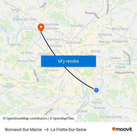 Bonneuil-Sur-Marne to La Frette-Sur-Seine map