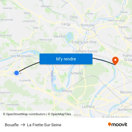 Bouafle to La Frette-Sur-Seine map