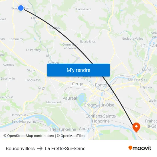 Bouconvillers to La Frette-Sur-Seine map