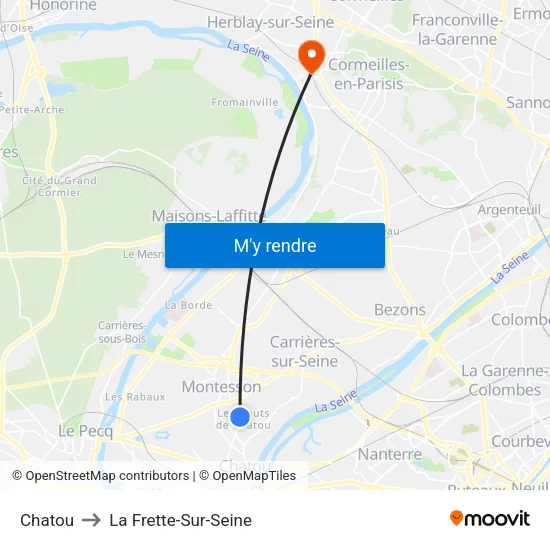 Chatou to La Frette-Sur-Seine map