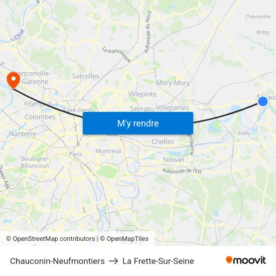 Chauconin-Neufmontiers to La Frette-Sur-Seine map