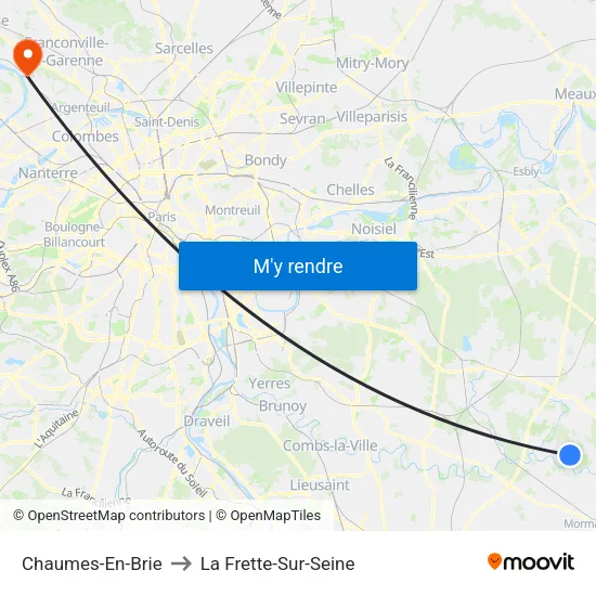 Chaumes-En-Brie to La Frette-Sur-Seine map
