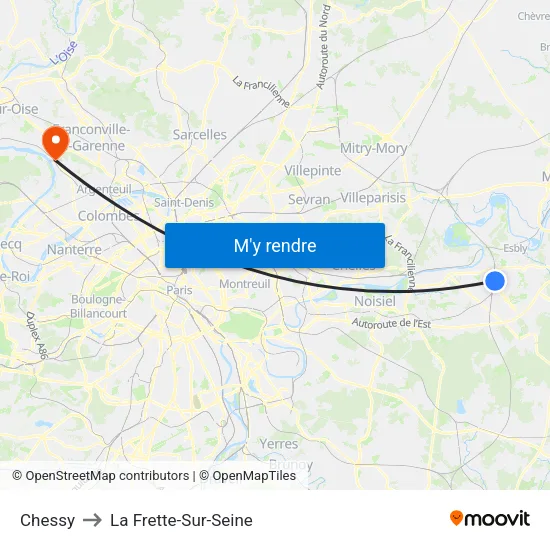 Chessy to La Frette-Sur-Seine map