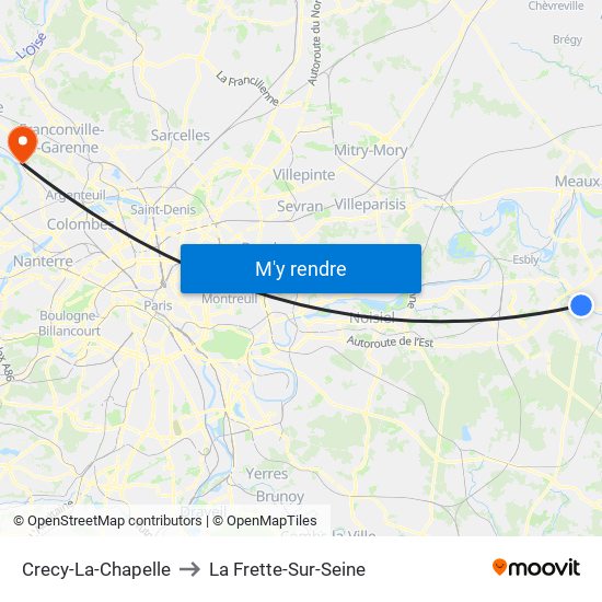 Crecy-La-Chapelle to La Frette-Sur-Seine map