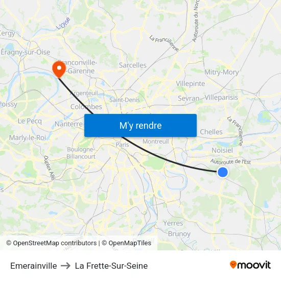 Emerainville to La Frette-Sur-Seine map
