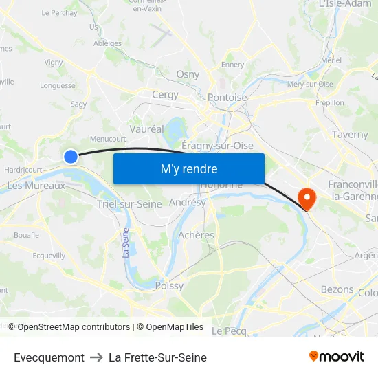 Evecquemont to La Frette-Sur-Seine map