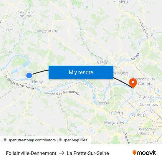 Follainville-Dennemont to La Frette-Sur-Seine map