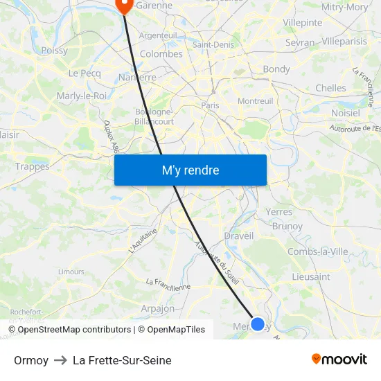 Ormoy to La Frette-Sur-Seine map