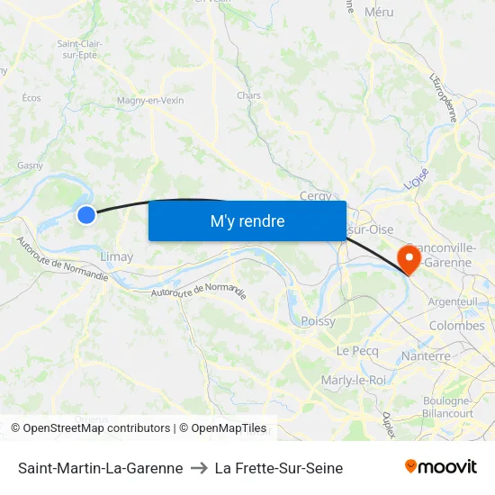 Saint-Martin-La-Garenne to La Frette-Sur-Seine map