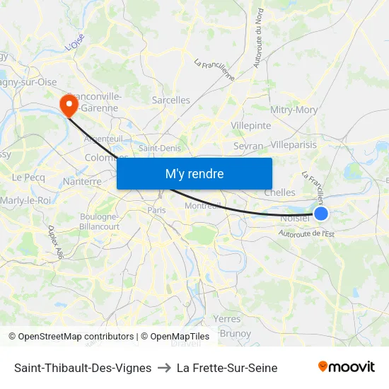 Saint-Thibault-Des-Vignes to La Frette-Sur-Seine map