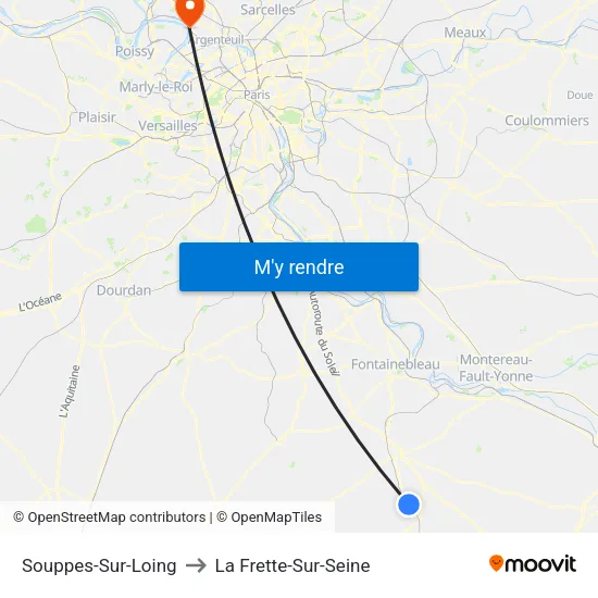 Souppes-Sur-Loing to La Frette-Sur-Seine map