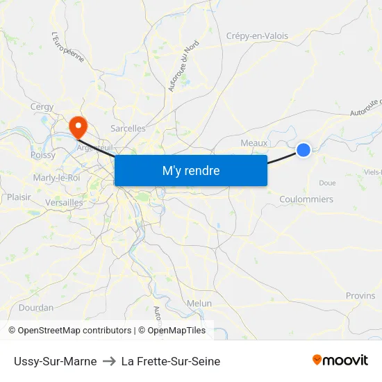 Ussy-Sur-Marne to La Frette-Sur-Seine map