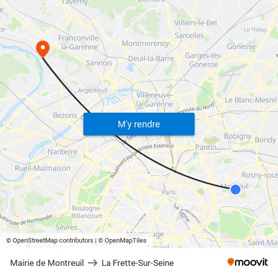 Mairie de Montreuil to La Frette-Sur-Seine map