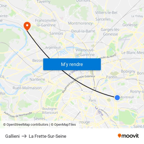 Gallieni to La Frette-Sur-Seine map