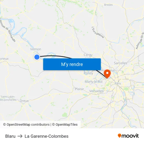 Blaru to La Garenne-Colombes map