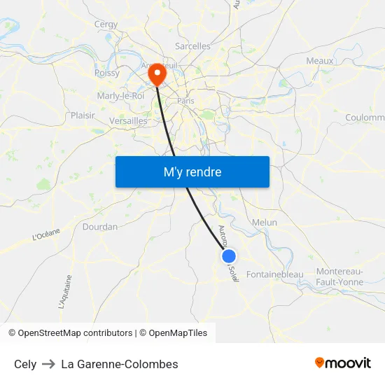 Cely to La Garenne-Colombes map