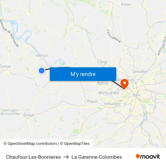 Chaufour-Les-Bonnieres to La Garenne-Colombes map