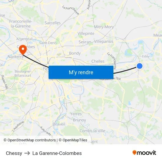 Chessy to La Garenne-Colombes map