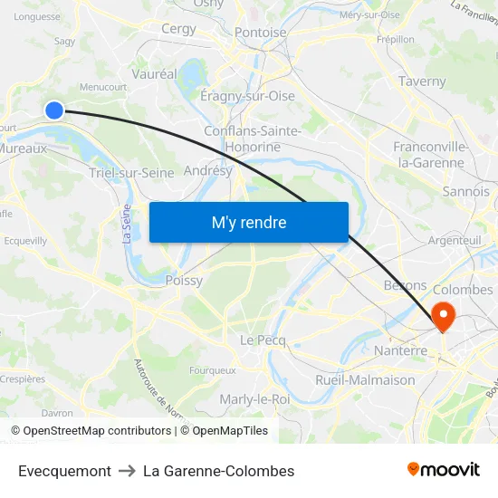 Evecquemont to La Garenne-Colombes map