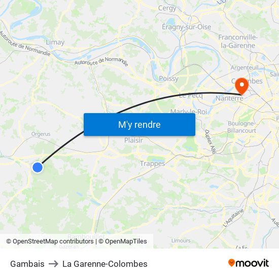 Gambais to La Garenne-Colombes map
