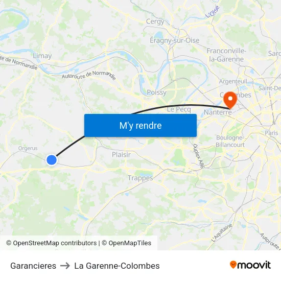 Garancieres to La Garenne-Colombes map