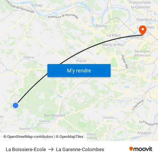 La Boissiere-Ecole to La Garenne-Colombes map