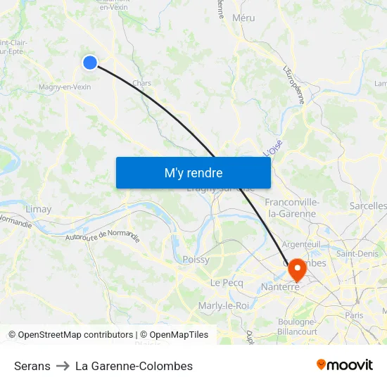 Serans to La Garenne-Colombes map