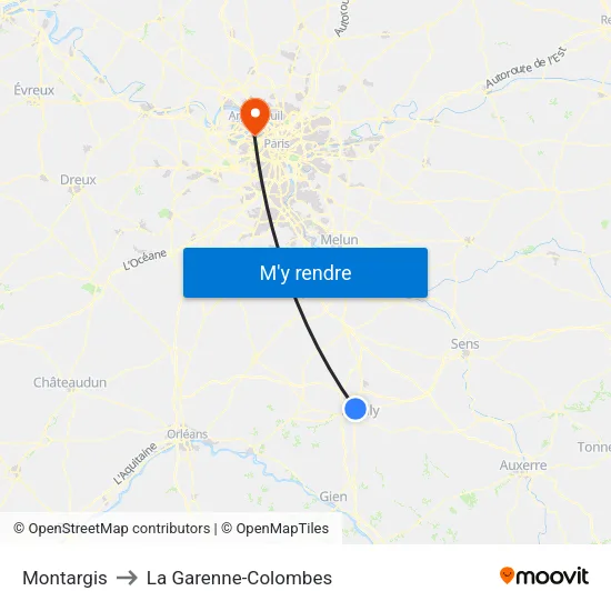 Montargis to La Garenne-Colombes map