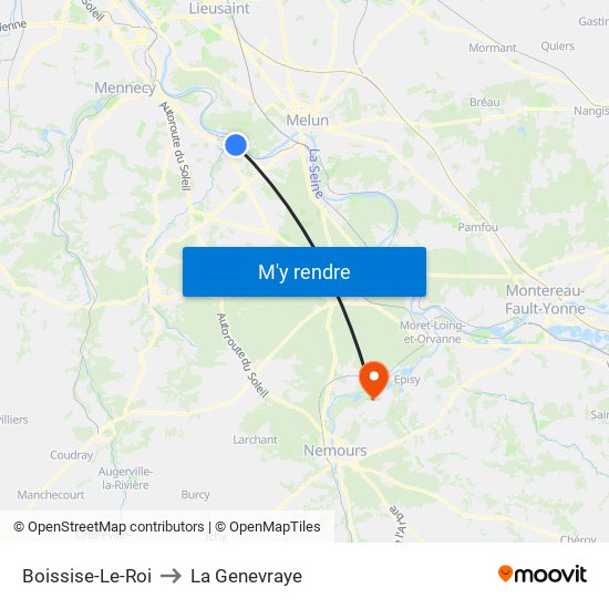 Boissise-Le-Roi to La Genevraye map