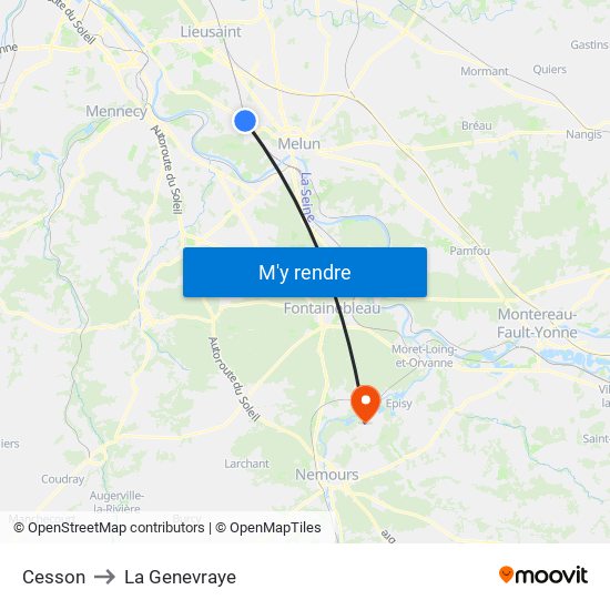 Cesson to La Genevraye map