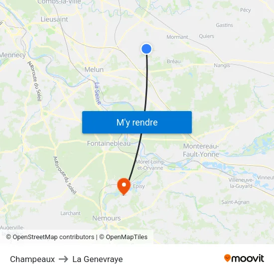 Champeaux to La Genevraye map