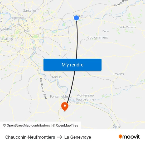 Chauconin-Neufmontiers to La Genevraye map