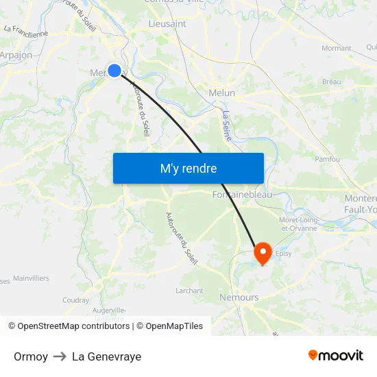 Ormoy to La Genevraye map
