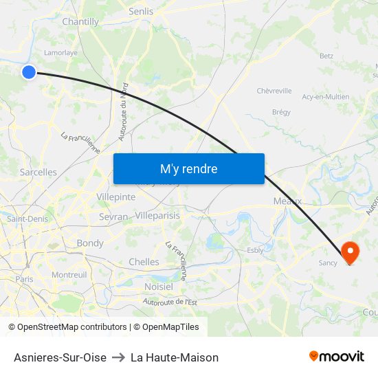 Asnieres-Sur-Oise to La Haute-Maison map