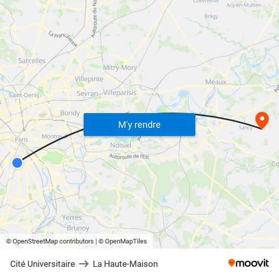 Cité Universitaire to La Haute-Maison map