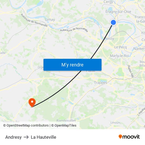 Andresy to La Hauteville map