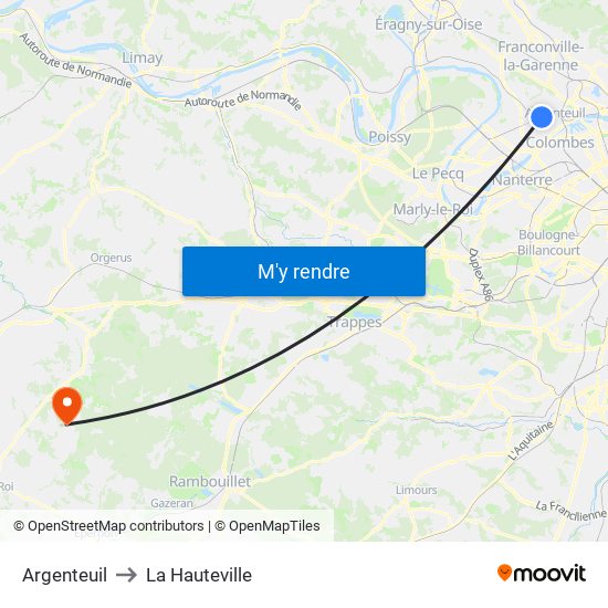 Argenteuil to La Hauteville map