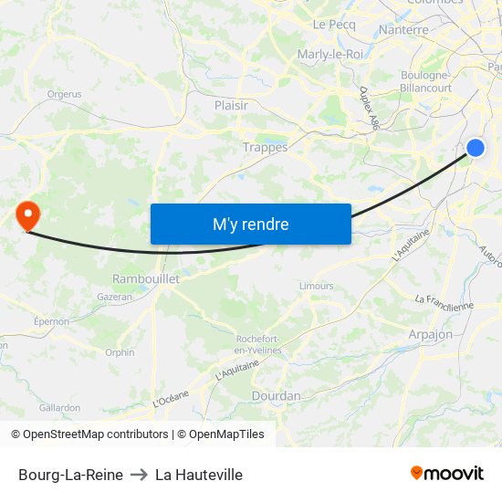 Bourg-La-Reine to La Hauteville map