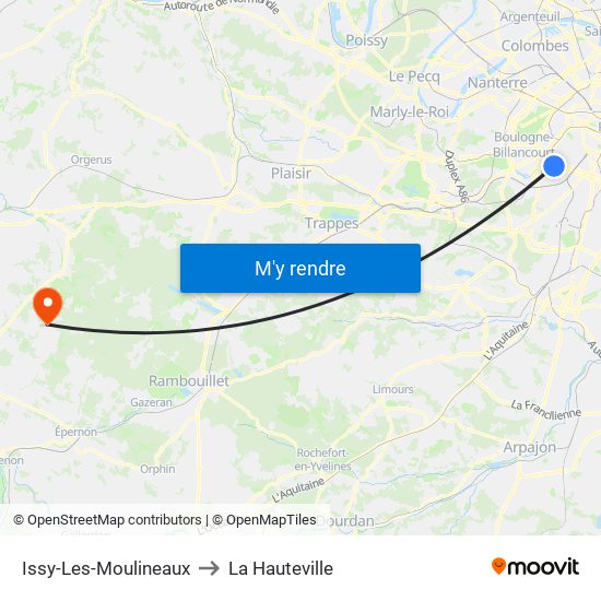 Issy-Les-Moulineaux to La Hauteville map