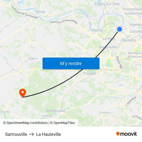 Sartrouville to La Hauteville map