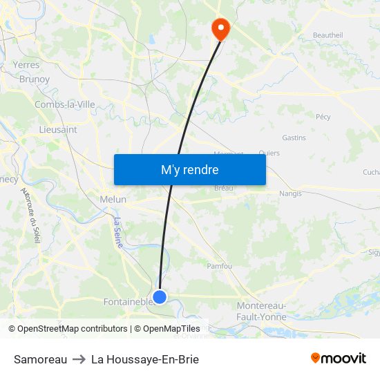 Samoreau to La Houssaye-En-Brie map
