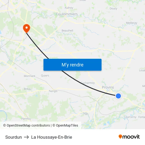 Sourdun to La Houssaye-En-Brie map