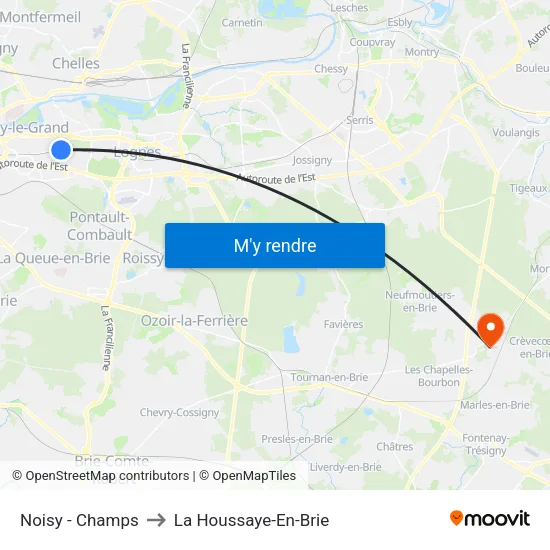 Noisy - Champs to La Houssaye-En-Brie map