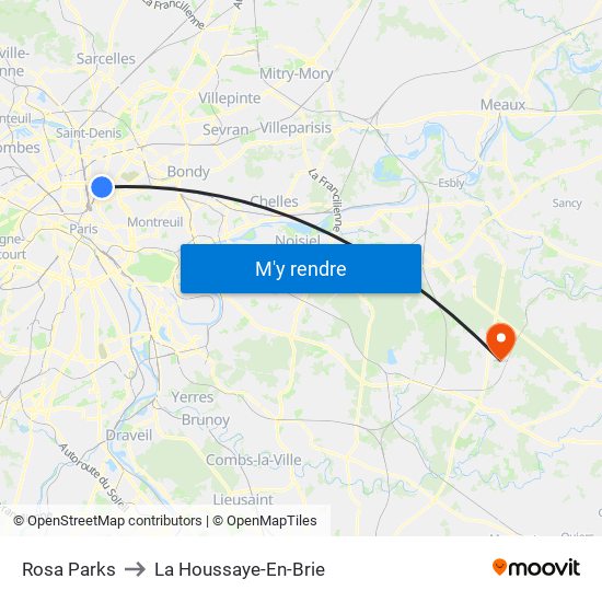 Rosa Parks to La Houssaye-En-Brie map