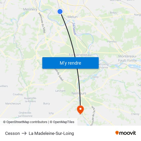 Cesson to La Madeleine-Sur-Loing map