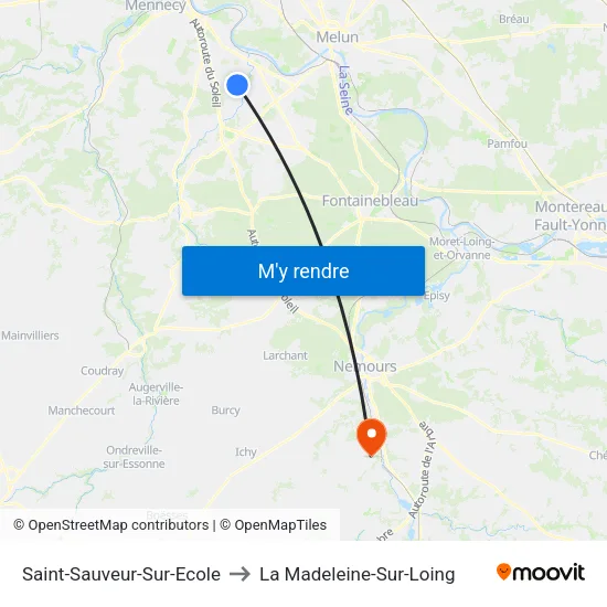 Saint-Sauveur-Sur-Ecole to La Madeleine-Sur-Loing map