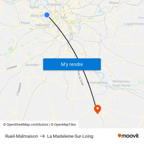 Rueil-Malmaison to La Madeleine-Sur-Loing map